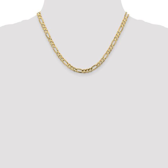 5.5mm, 10k Yellow Gold, Concave Figaro Chain Necklace, 26 Inch - Picture 2 of 8